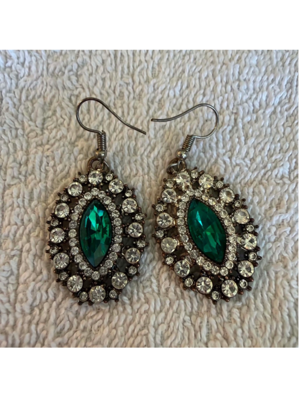 Women's Unbranded Earrings One Size Green Silver Drop